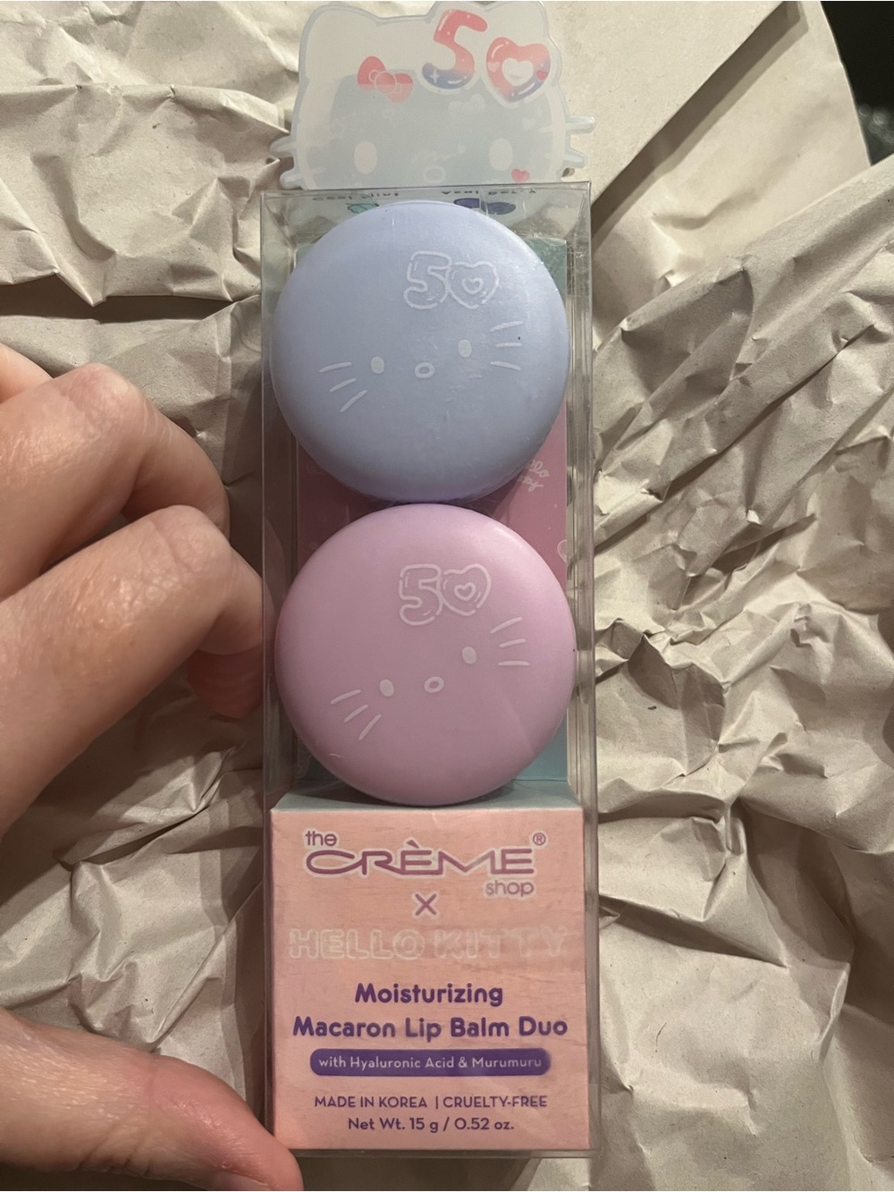 The Crème Shop x Hello Kitty Lip Product - Purple Text Packaging